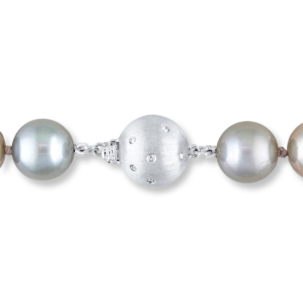 Cultured Pearl Necklace 1/20 ct tw Diamonds 14K White Gold vTZ7lTr3 Cultured Pearl Necklace 1/20 ct tw Diamonds 14K White Gold vTZ7lTr3