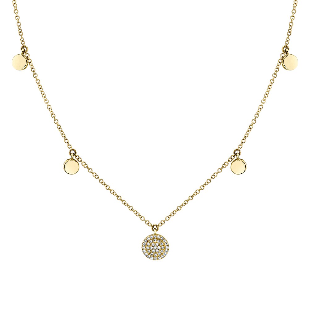 Shy Creation Diamond Circle Station Necklace 1/15 ct tw Round 14K Yellow Gold 581014103 vxwNyWHq