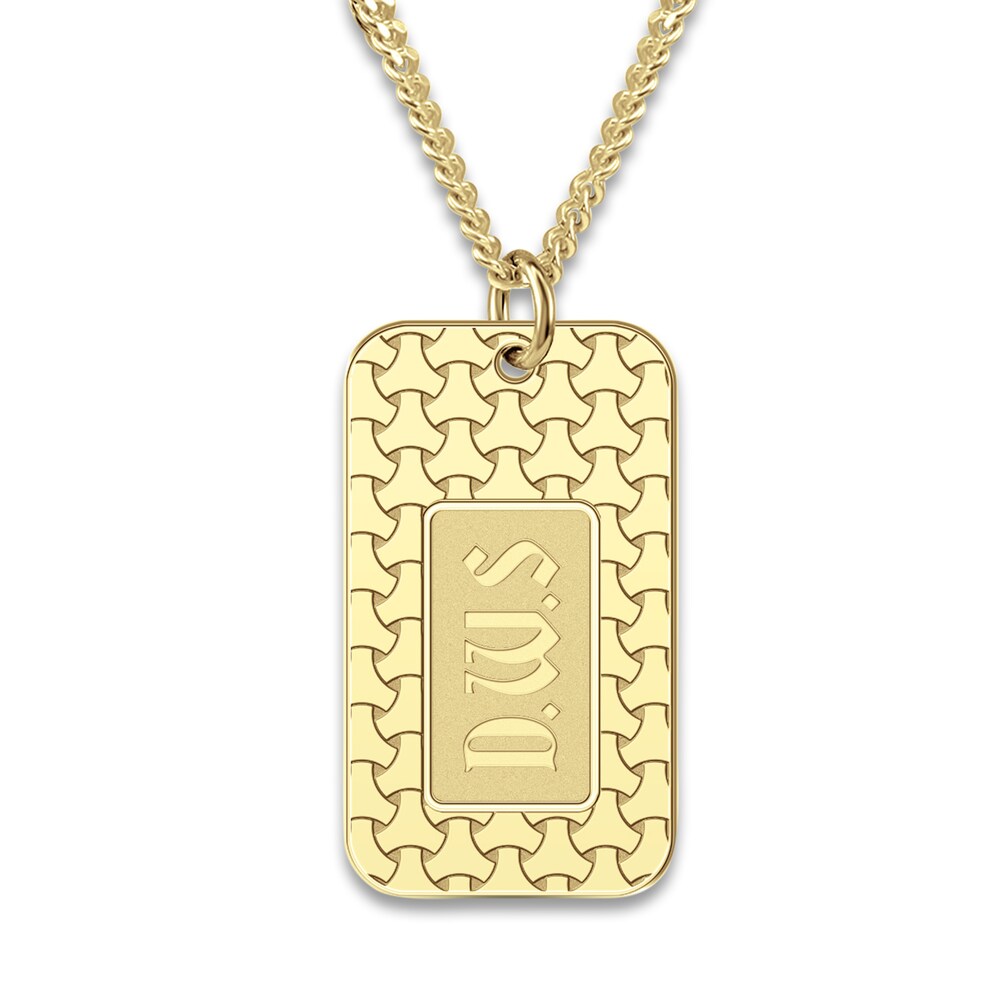 Men's Engravable Dog Tag Pendant Necklace Yellow Gold-Plated Sterling Silver 22" wGqlGKLM Men's Engravable Dog Tag Pendant Necklace Yellow Gold-Plated Sterling Silver 22" wGqlGKLM
