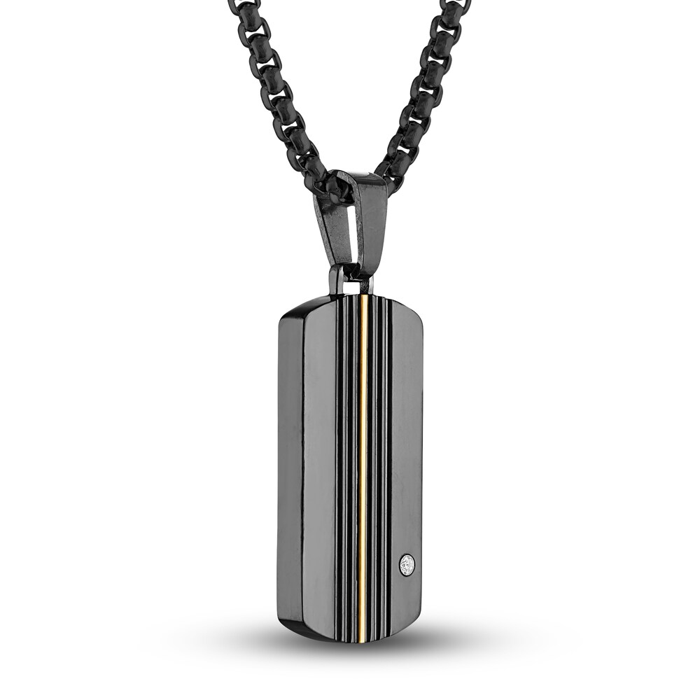 Men\'s Diamond Accent Pendant Necklace 1/20 ct tw Round Stainless Steel/Black Titanium 22\" wKlD2Qs9 Men\'s Diamond Accent Pendant Necklace 1/20 ct tw Round Stainless Steel/Black Titanium 22\" wKlD2Qs9