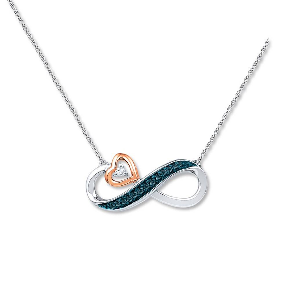 Infinity Necklace 1/20 ct tw Diamonds Sterling Silver/10K Gold wi3mkffk