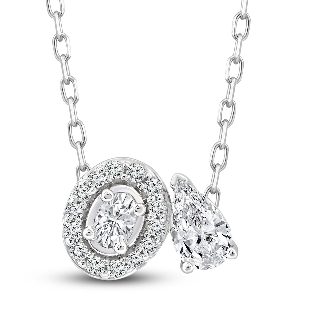 Diamond Pendant Necklace 1/3 ct tw Pear/Oval/Round 14K White Gold 18" woG4S4i4 Diamond Pendant Necklace 1/3 ct tw Pear/Oval/Round 14K White Gold 18" woG4S4i4