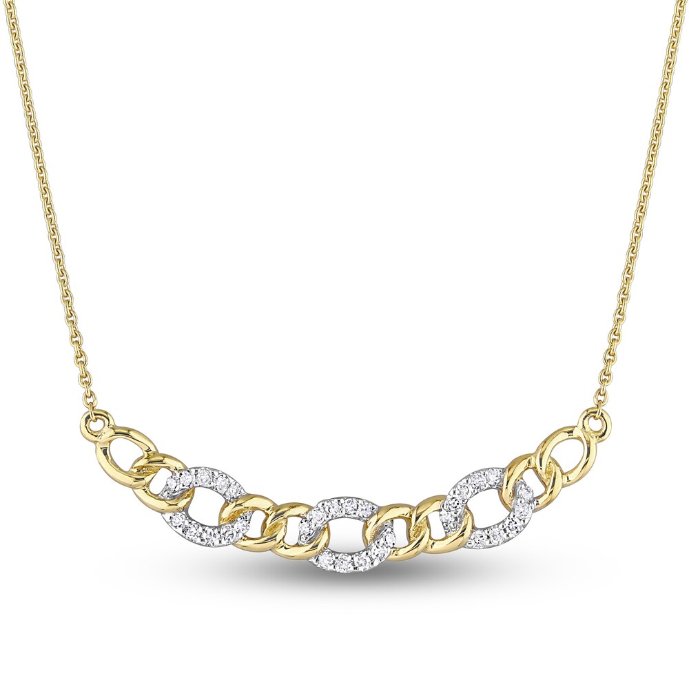 Diamond Oval Link Necklace 1/10 ct tw Round 10K Yellow Gold 17" wrUNfORi Diamond Oval Link Necklace 1/10 ct tw Round 10K Yellow Gold 17" wrUNfORi