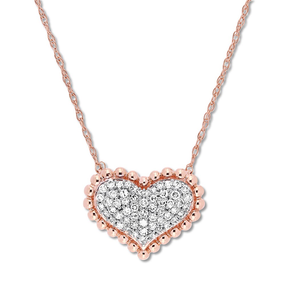 Diamond Heart Necklace 1/4 carat tw Round 10K Rose Gold wtsmNw0x Diamond Heart Necklace 1/4 carat tw Round 10K Rose Gold wtsmNw0x