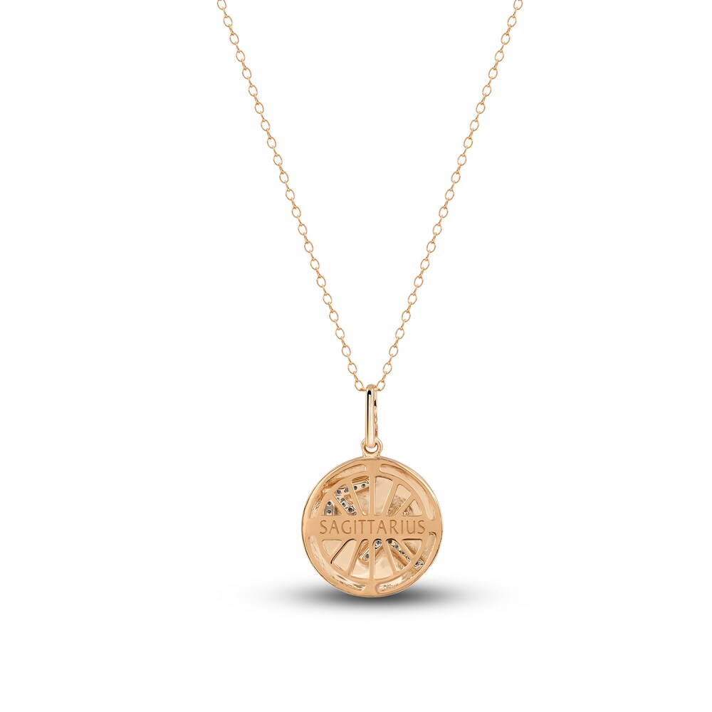 Diamond Sagittarius Zodiac Pendant Necklace 1/10 ct tw Round 14K Rose Gold wwAKKvnV