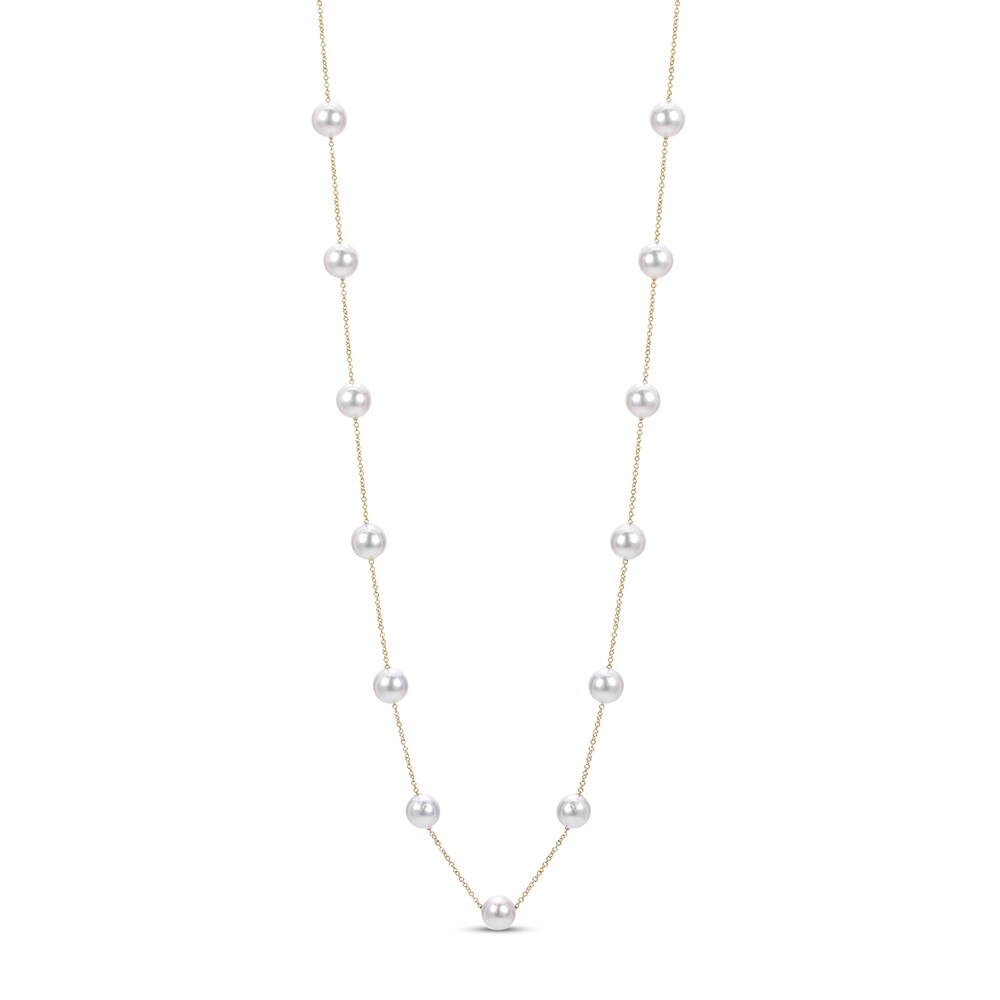 Cultured Akoya Pearl Necklace 14K Yellow Gold x7N5X4qg