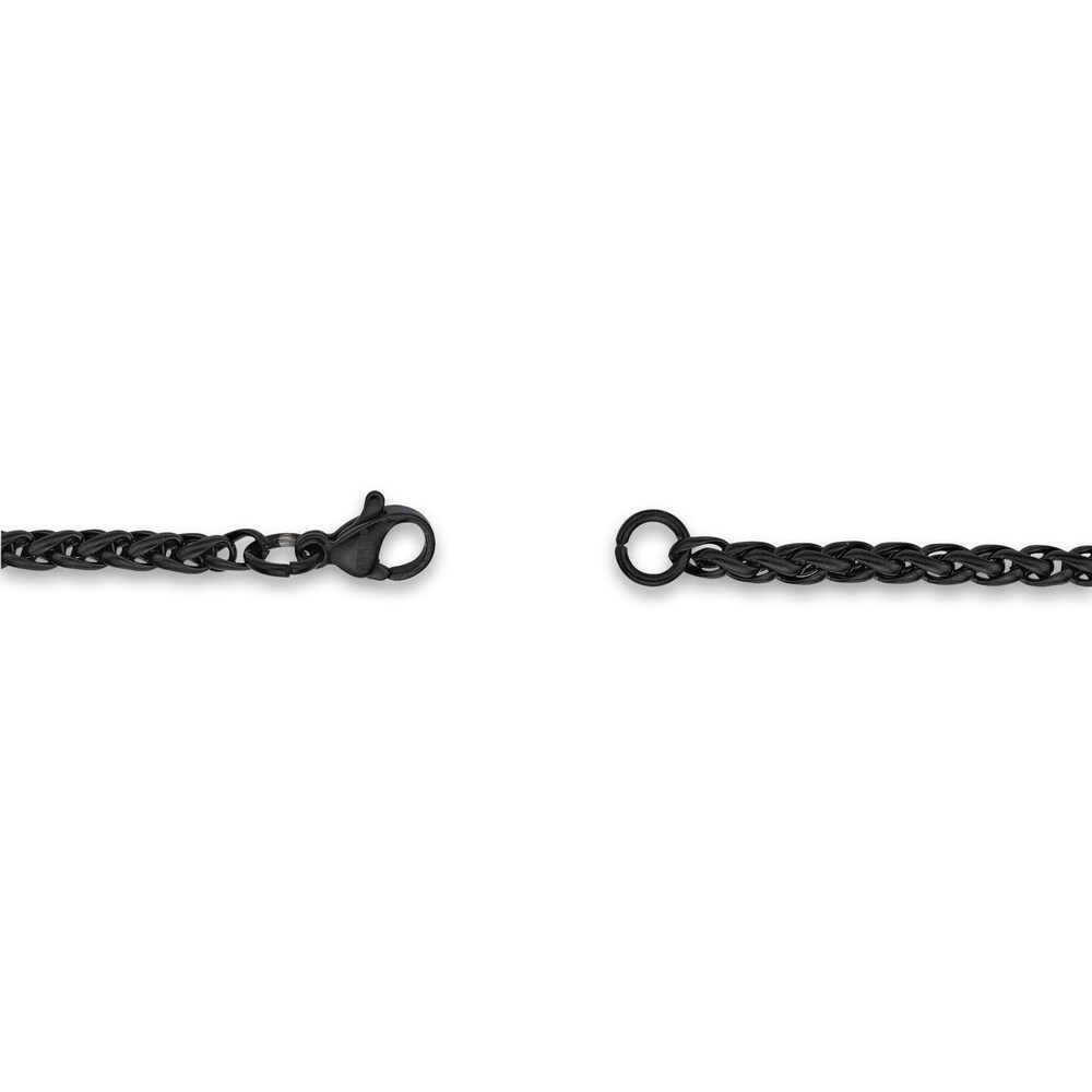 Men\'s Wheat Chain Necklace Black Ion-Plated Stainless Steel 3mm 22\" x9ck14LC Men\'s Wheat Chain Necklace Black Ion-Plated Stainless Steel 3mm 22\" x9ck14LC