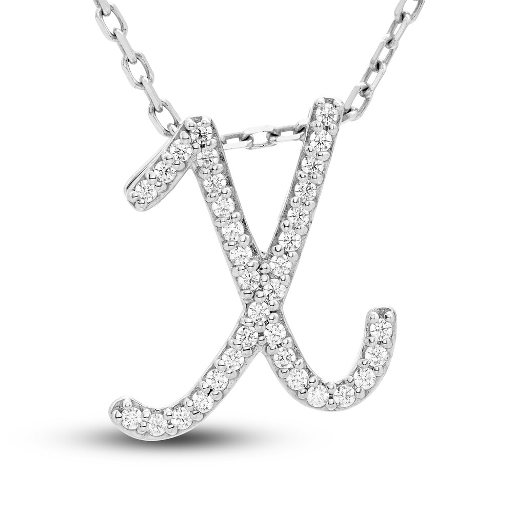Diamond Initial X Pendant Necklace 1/10 ct tw Round 10K White Gold xC4mZfAm Diamond Initial X Pendant Necklace 1/10 ct tw Round 10K White Gold xC4mZfAm