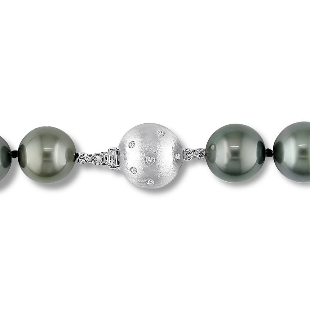 Tahitian Cultured Pearl Necklace 1/20 ct tw Diamonds 14K White Gold xHHDBwA7 Tahitian Cultured Pearl Necklace 1/20 ct tw Diamonds 14K White Gold xHHDBwA7