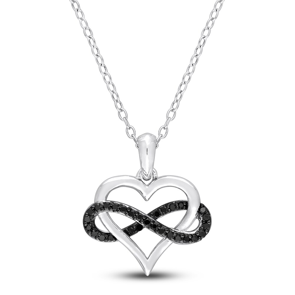 Black Diamond Heart Infinity Necklace 1/6 ct tw Round Sterling Silver xMFHnGJd Black Diamond Heart Infinity Necklace 1/6 ct tw Round Sterling Silver xMFHnGJd