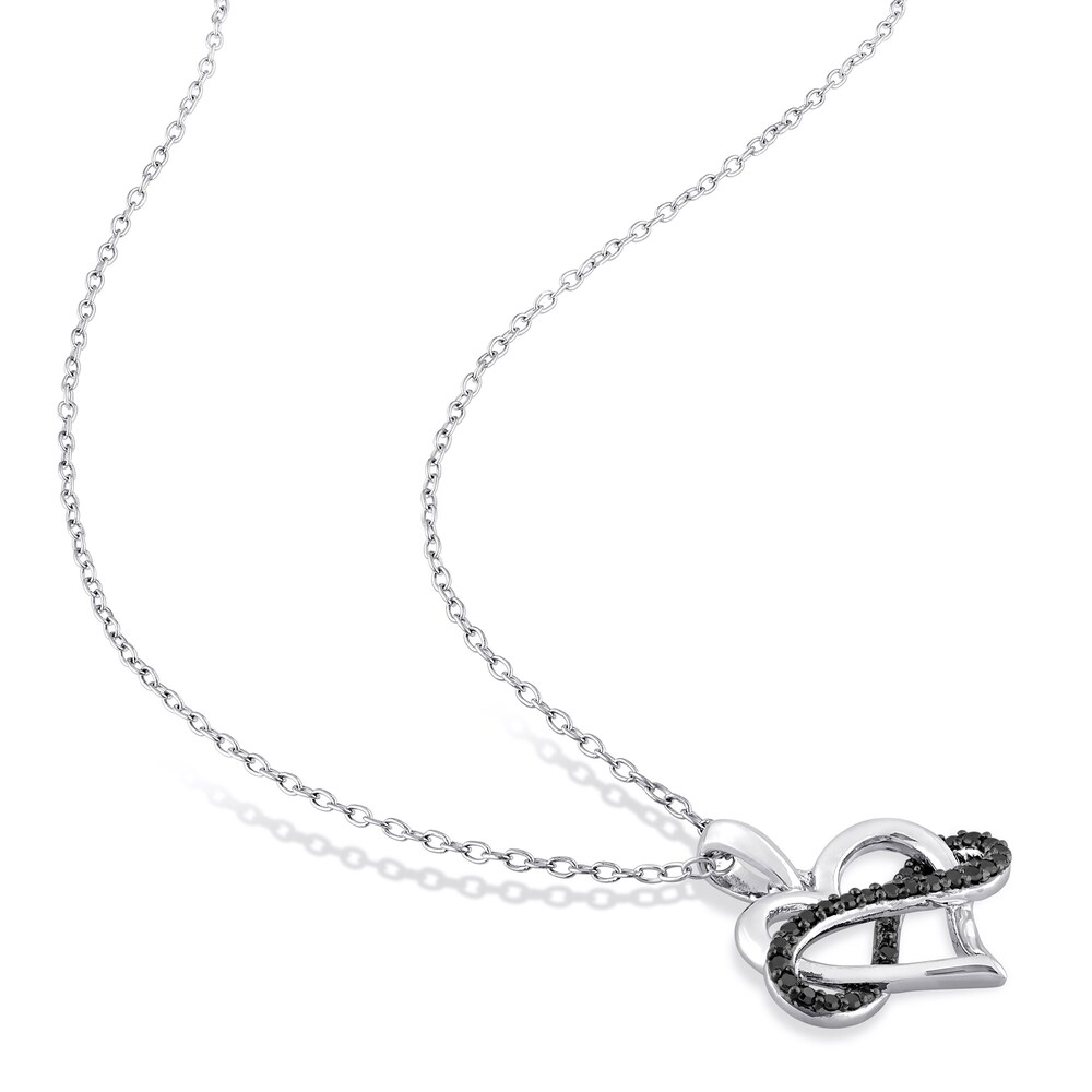 Black Diamond Heart Infinity Necklace 1/6 ct tw Round Sterling Silver xMFHnGJd Black Diamond Heart Infinity Necklace 1/6 ct tw Round Sterling Silver xMFHnGJd