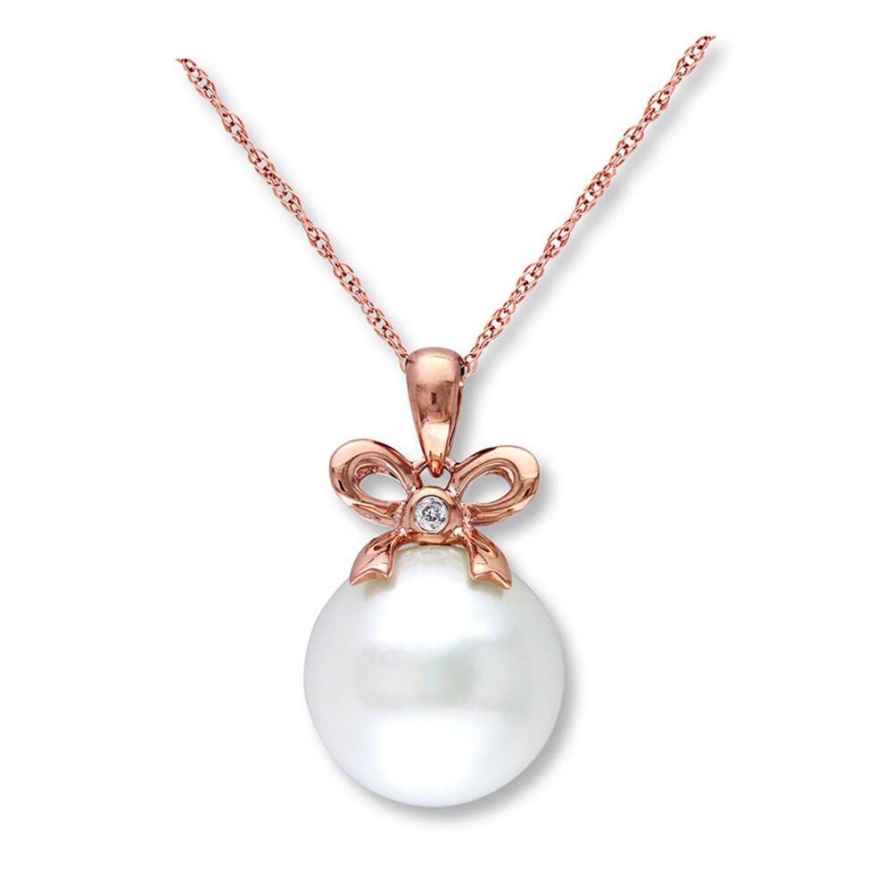 Cultured Pearl Necklace Diamond Accent 10K Rose Gold xNCgp5LT Cultured Pearl Necklace Diamond Accent 10K Rose Gold xNCgp5LT