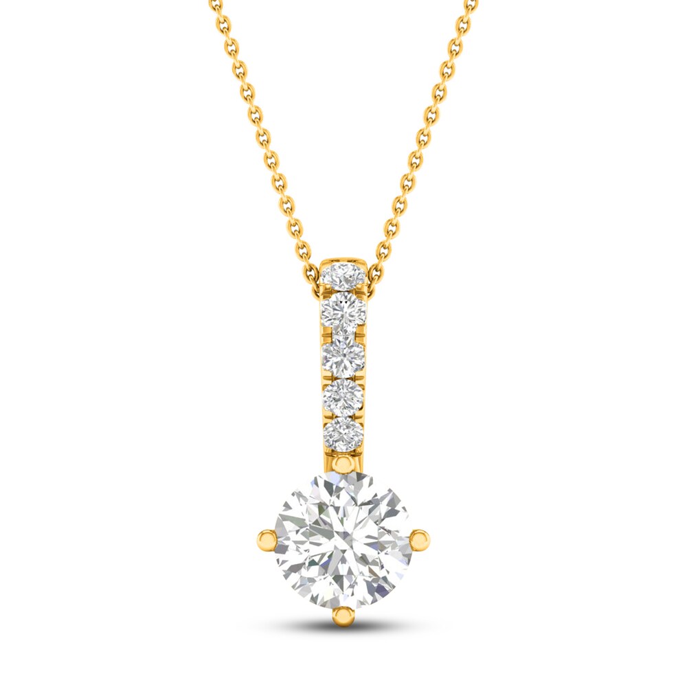 Lab-Created Diamond Drop Pendant Necklace 1 ct tw Round 14K Yellow Gold xYMBoH41 Lab-Created Diamond Drop Pendant Necklace 1 ct tw Round 14K Yellow Gold xYMBoH41