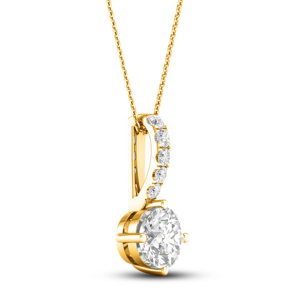 Lab-Created Diamond Drop Pendant Necklace 1 ct tw Round 14K Yellow Gold xYMBoH41 Lab-Created Diamond Drop Pendant Necklace 1 ct tw Round 14K Yellow Gold xYMBoH41