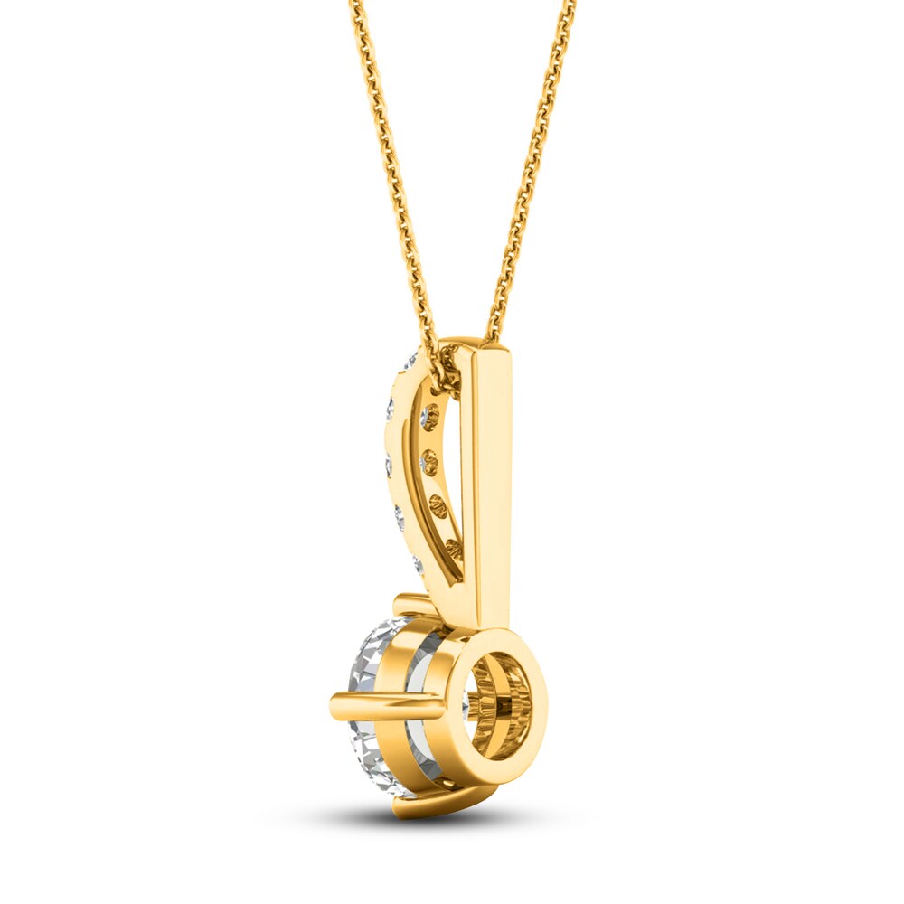 Lab-Created Diamond Drop Pendant Necklace 1 ct tw Round 14K Yellow Gold xYMBoH41 Lab-Created Diamond Drop Pendant Necklace 1 ct tw Round 14K Yellow Gold xYMBoH41