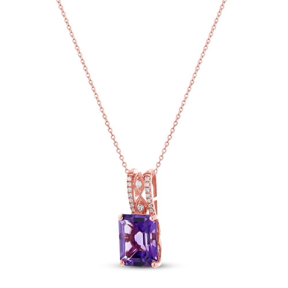 Amethyst Necklace 1/20 ct tw Diamonds 10K Rose Gold y0YqLIC0 Amethyst Necklace 1/20 ct tw Diamonds 10K Rose Gold y0YqLIC0