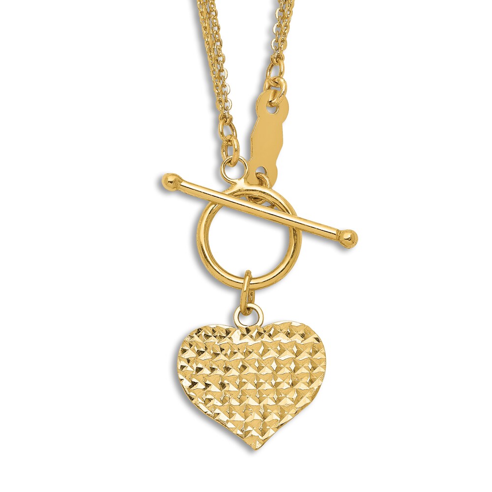 Triple Strand Heart Necklace 14K Yellow Gold 18\" y9ecngKJ