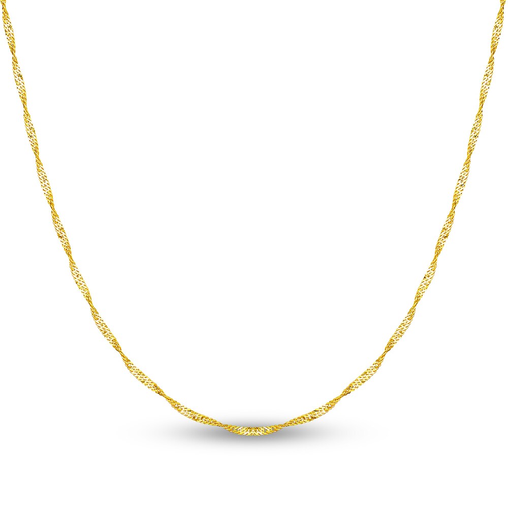 Singapore Chain Necklace 14K Yellow Gold 24" ydBoENJ6 Singapore Chain Necklace 14K Yellow Gold 24" ydBoENJ6