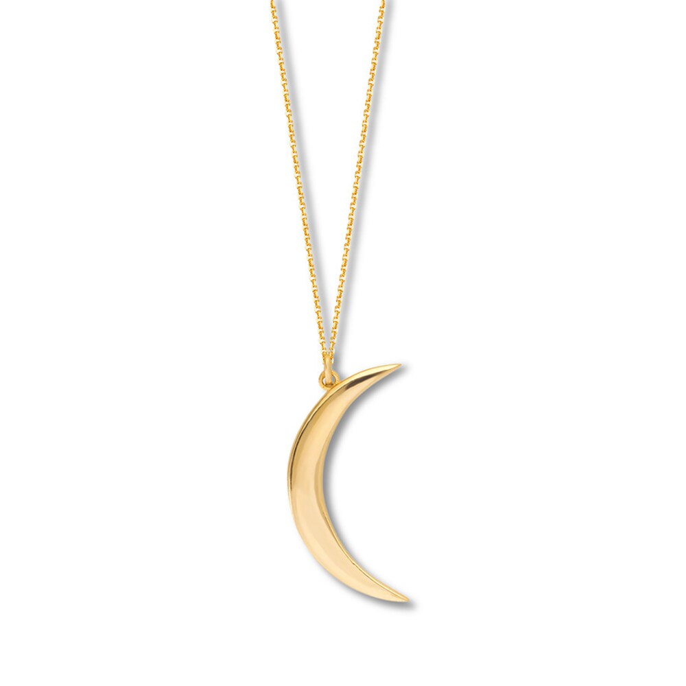 Crescent Moon Necklace 14K Yellow Gold 16-18" Adjustable yj9KHPgS Crescent Moon Necklace 14K Yellow Gold 16-18" Adjustable yj9KHPgS