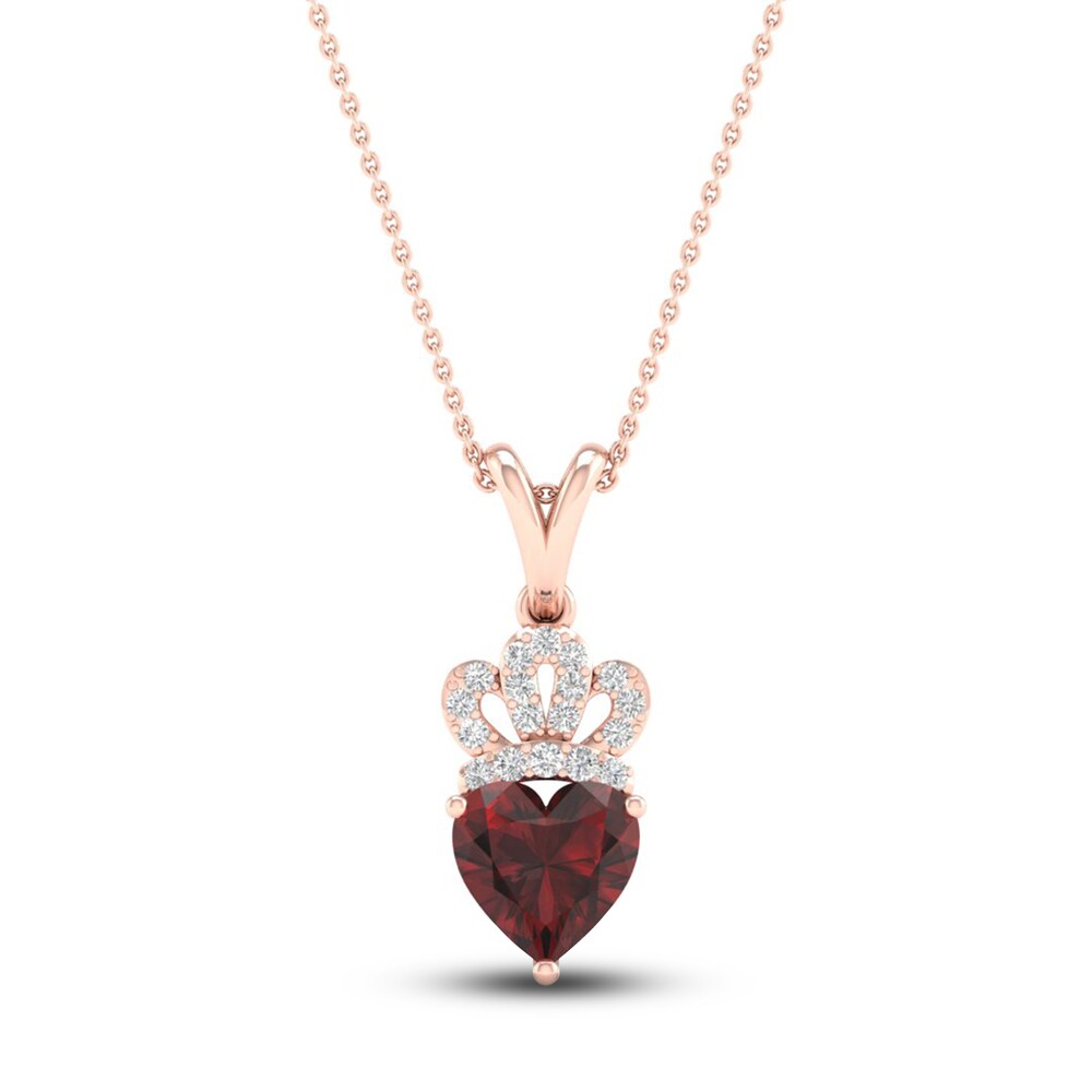 Natural Garnet Heart Necklace 1/20 ct tw Diamonds 10K Rose Gold 18" yjzMebYi Natural Garnet Heart Necklace 1/20 ct tw Diamonds 10K Rose Gold 18" yjzMebYi