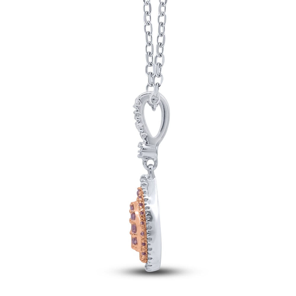 Pink Diamond Pendant Necklace 1/5 ct tw Round 14K Two-Tone Gold 18\" ynbZGsE7 Pink Diamond Pendant Necklace 1/5 ct tw Round 14K Two-Tone Gold 18\" ynbZGsE7