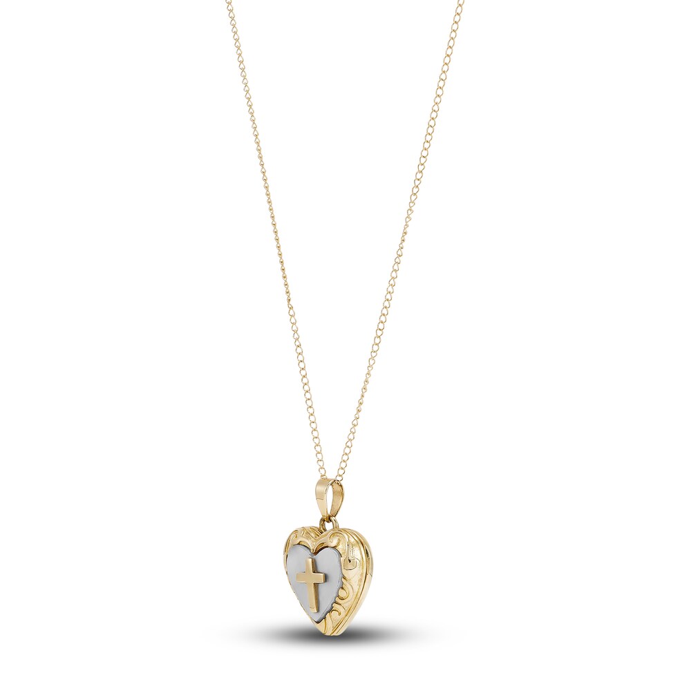 Heart & Cross Locket Necklace 14K Yellow Gold 13\" ypOpxiMb Heart & Cross Locket Necklace 14K Yellow Gold 13\" ypOpxiMb