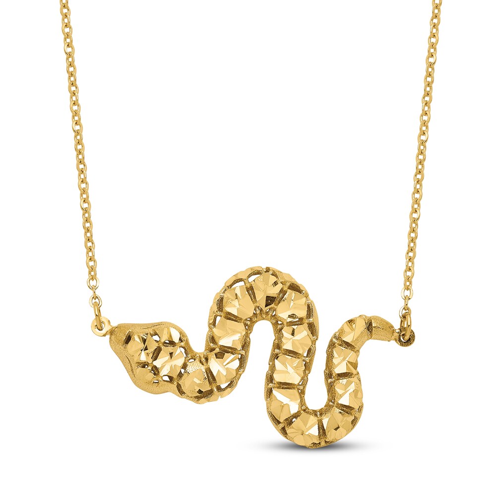 Diamond Cut Snake Necklace 14K Yellow Gold yrARQT21 Diamond Cut Snake Necklace 14K Yellow Gold yrARQT21