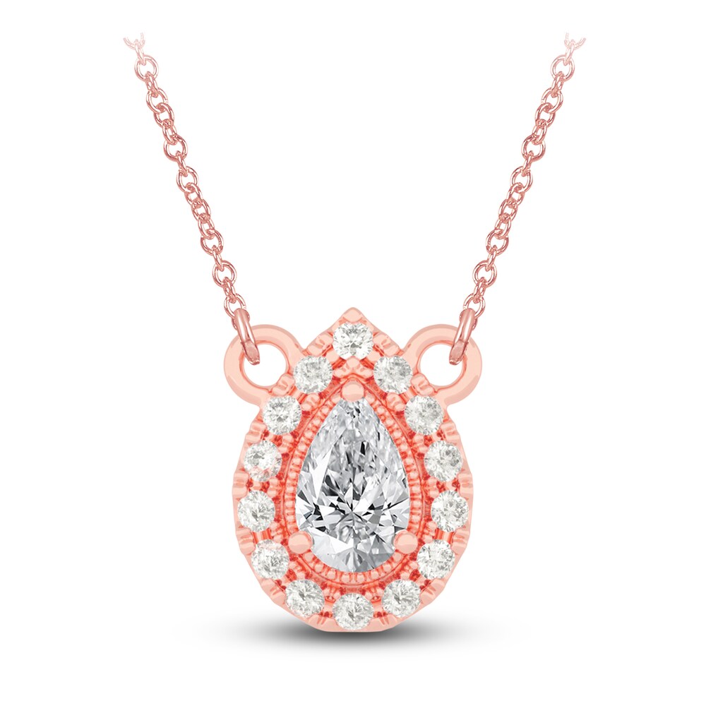 Diamond Pendant Necklace 3/8 ct tw Pear/Round 14K Rose Gold 18" yuiFXcIO Diamond Pendant Necklace 3/8 ct tw Pear/Round 14K Rose Gold 18" yuiFXcIO