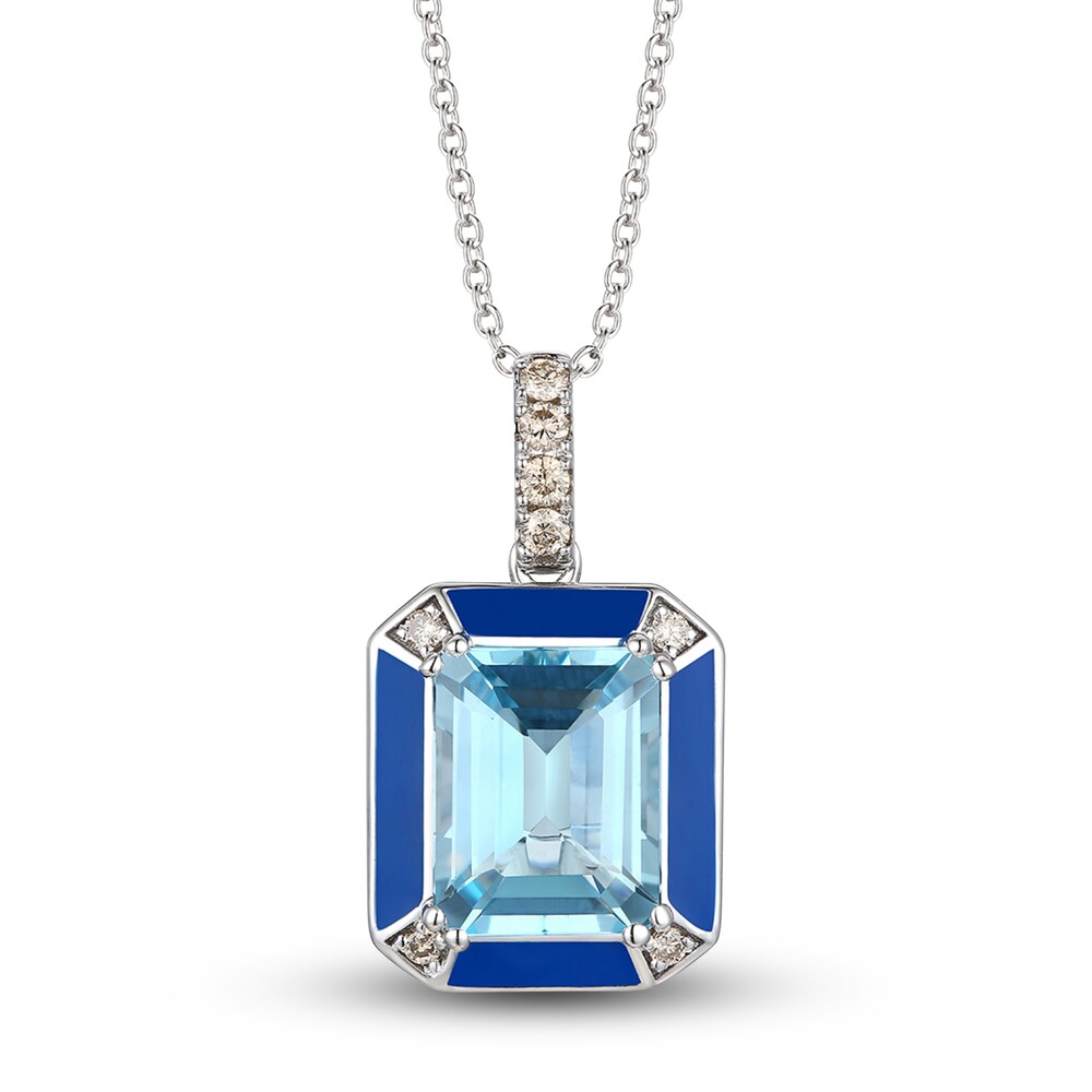 Le Vian Natural Blue Topaz Pendant Necklace 1/8 ct tw Round Blue Enamel 14K Vanilla Gold 19" zAWN8BxS Le Vian Natural Blue Topaz Pendant Necklace 1/8 ct tw Round Blue Enamel 14K Vanilla Gold 19" zAWN8BxS