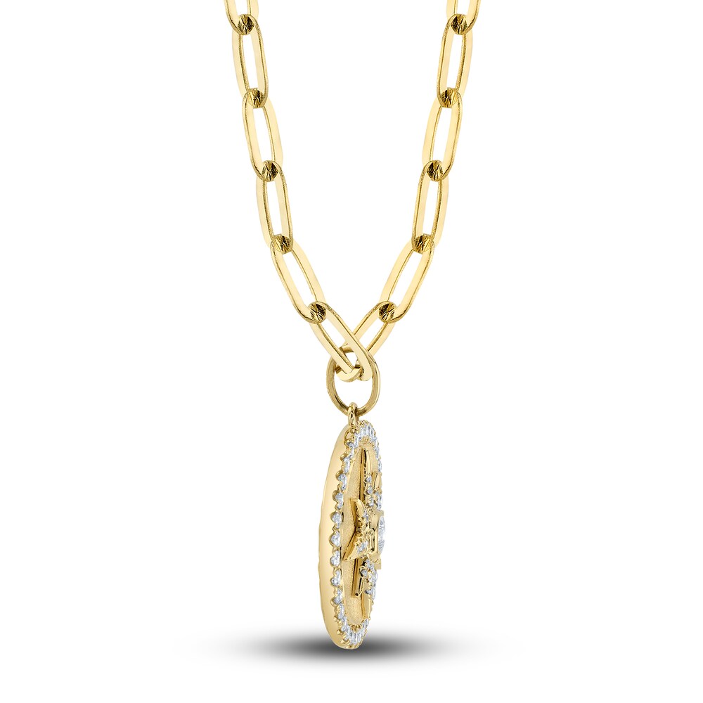 Shy Creation Diamond Compass Paperclip Necklace 3/8 ct tw Round 14K Yellow Gold 18\" SC55023109 zCaJNoXY Shy Creation Diamond Compass Paperclip Necklace 3/8 ct tw Round 14K Yellow Gold 18\" SC55023109 zCaJNoXY
