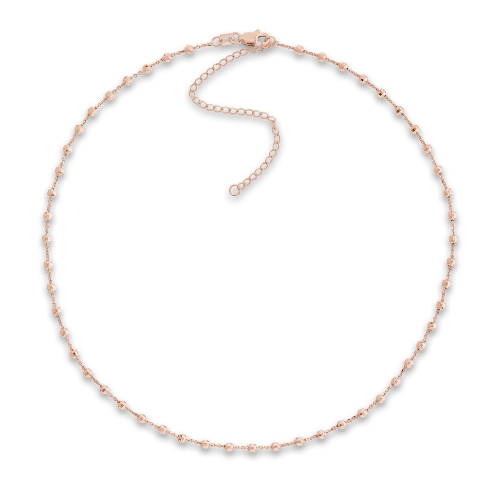 Diamond-Cut Bead Chain Choker Necklace 14K Rose Gold 13" Adj. zEKpVXkK Diamond-Cut Bead Chain Choker Necklace 14K Rose Gold 13" Adj. zEKpVXkK
