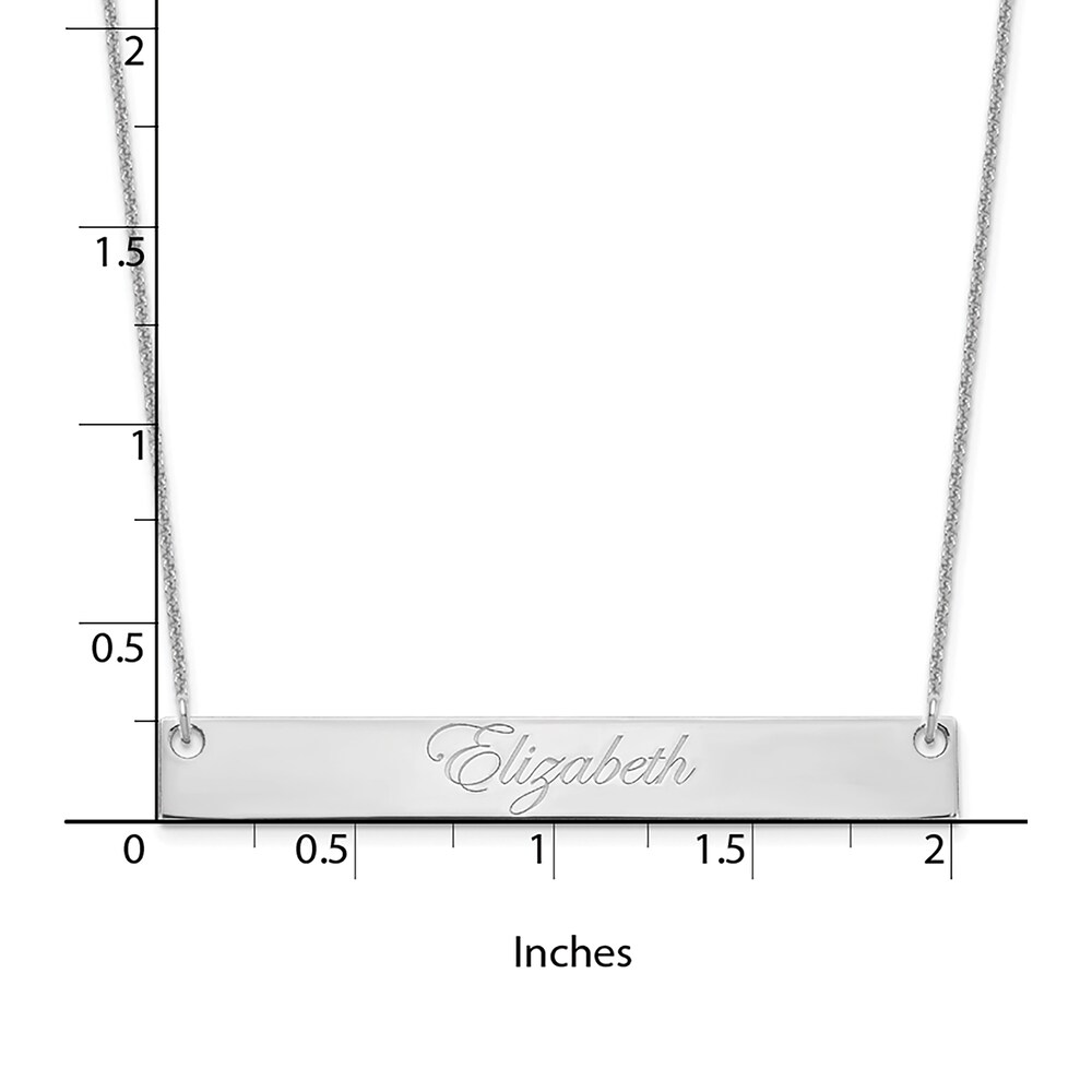 Large Script Bar Necklace 14K White Gold zIr5Srct Large Script Bar Necklace 14K White Gold zIr5Srct