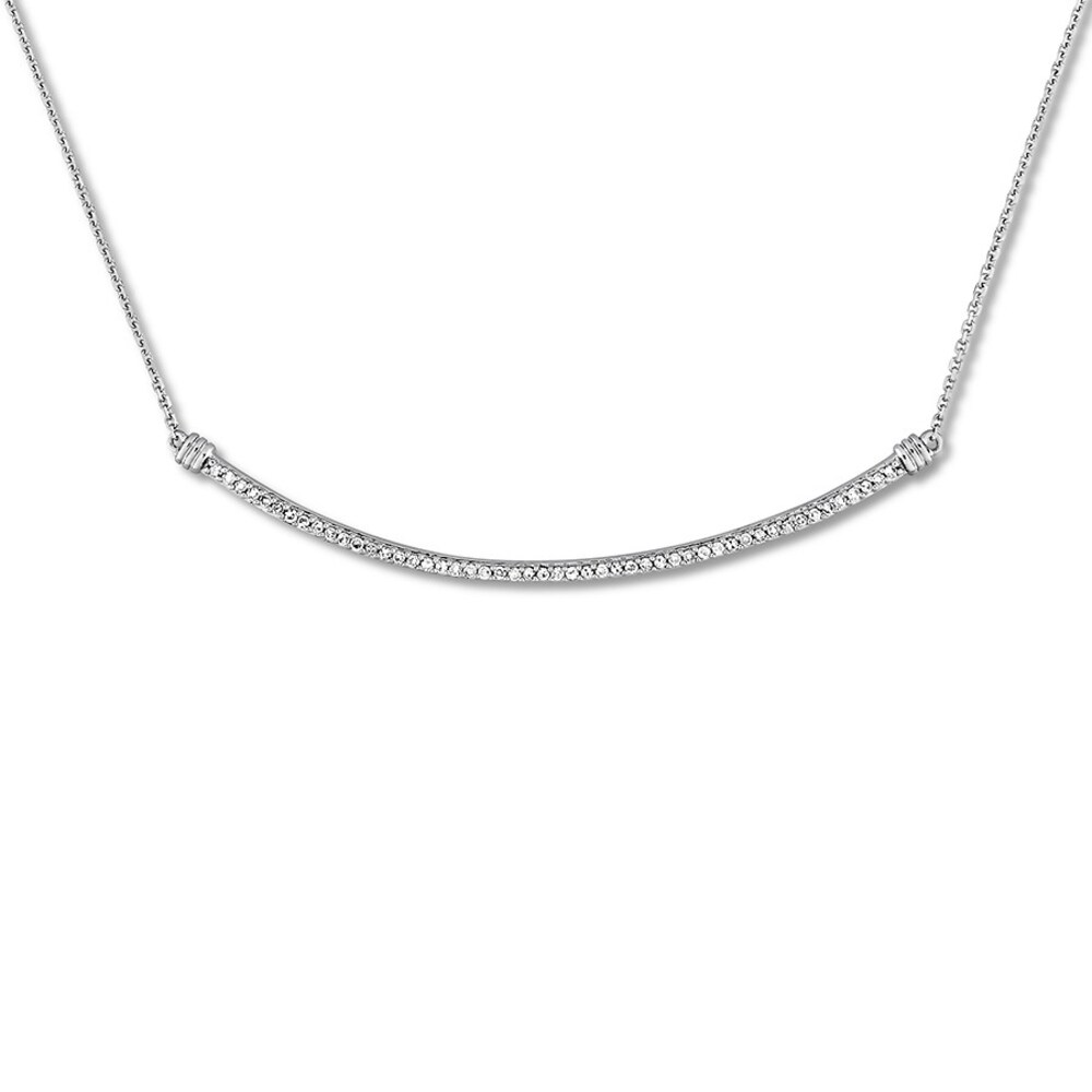 Diamond Curved Bar Necklace 1/4 ct tw Round-cut 14K White Gold zRW6t7fm Diamond Curved Bar Necklace 1/4 ct tw Round-cut 14K White Gold zRW6t7fm