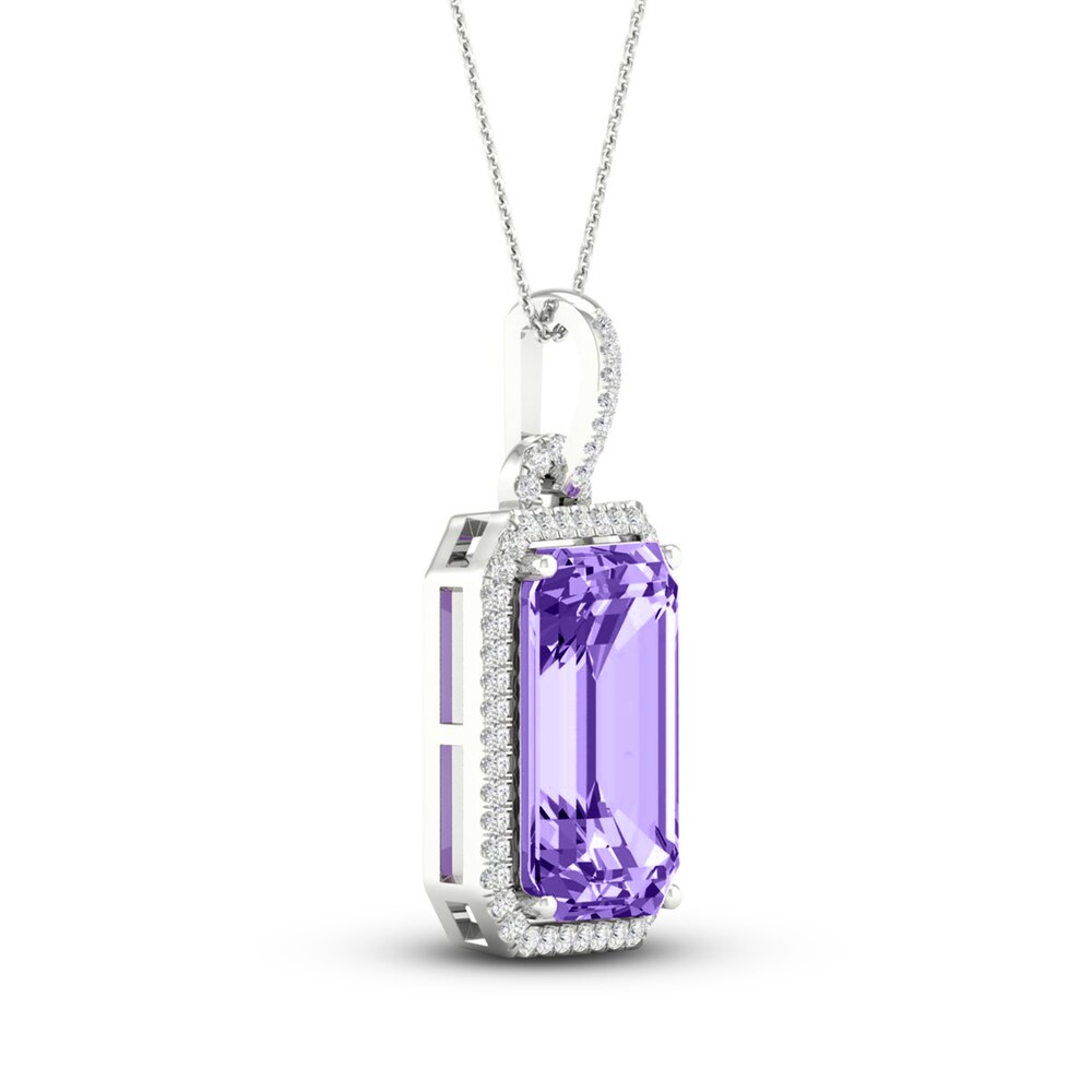 Natural Amethyst Necklace 1/6 ct tw Diamonds 10K White Gold zScy8Kxl