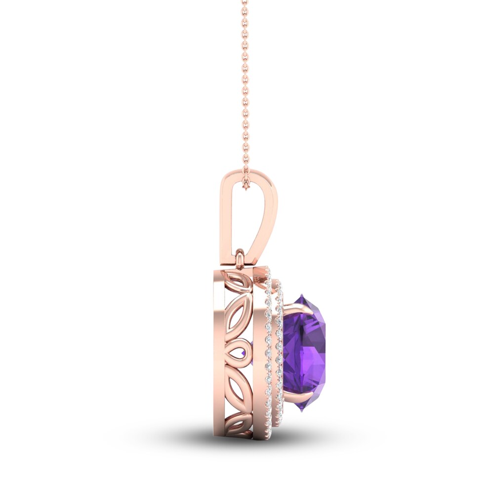 Natural Amethyst Necklace 1/5 ct tw Diamonds 10K Rose Gold zaUOHeNV Natural Amethyst Necklace 1/5 ct tw Diamonds 10K Rose Gold zaUOHeNV
