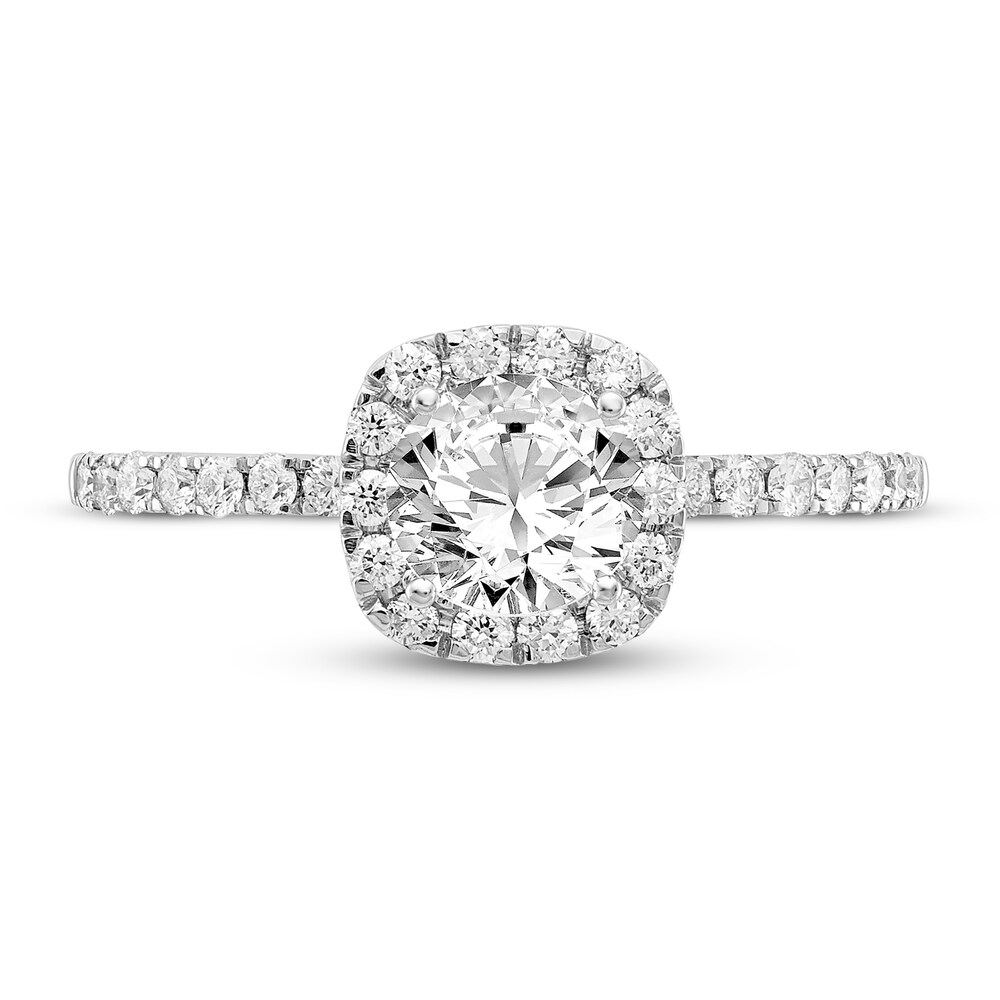 Diamond Engagement Ring 7/8 ct tw Cushion/Round 14K White Gold 02ZdOIzP Diamond Engagement Ring 7/8 ct tw Cushion/Round 14K White Gold 02ZdOIzP