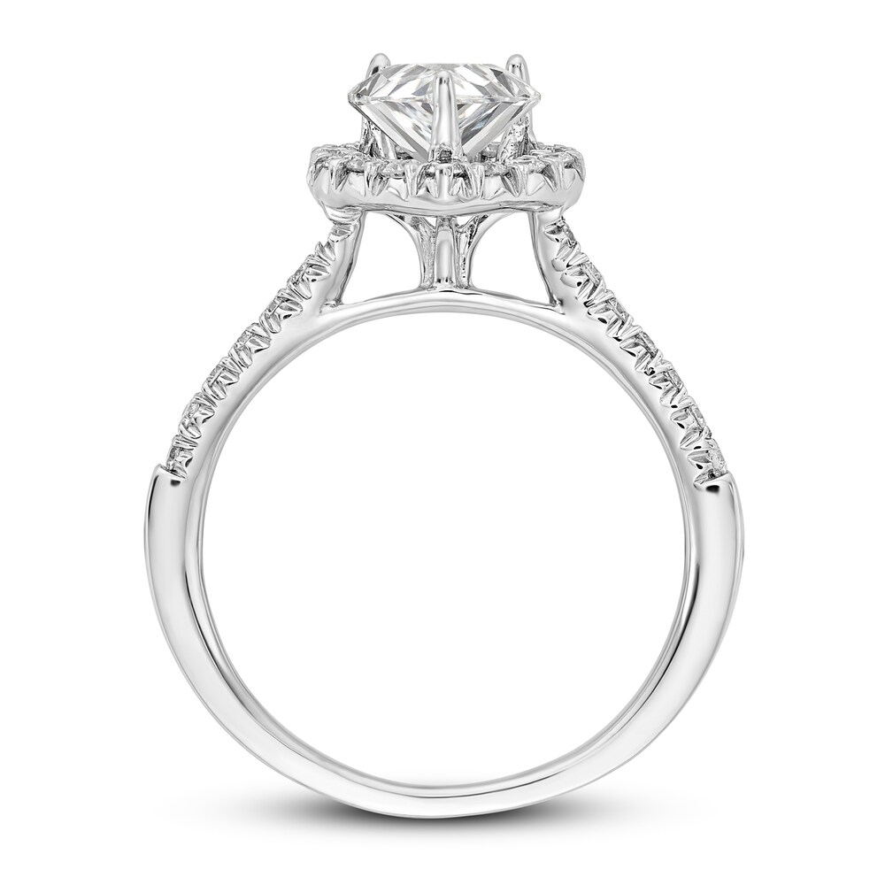 Diamond Halo Engagement Ring 1 ct tw Heart/Round 14K White Gold 08CIL06h Diamond Halo Engagement Ring 1 ct tw Heart/Round 14K White Gold 08CIL06h