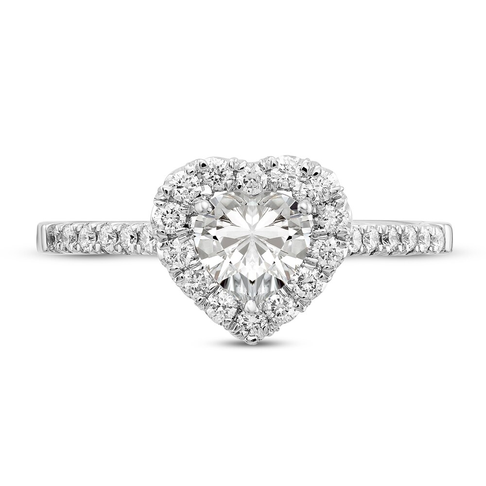 Diamond Halo Engagement Ring 1 ct tw Heart/Round 14K White Gold 08CIL06h Diamond Halo Engagement Ring 1 ct tw Heart/Round 14K White Gold 08CIL06h