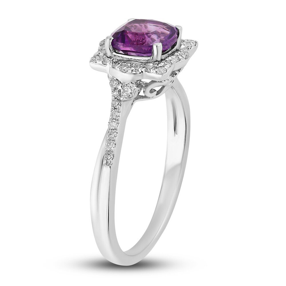 Natural Amethyst Engagement Ring 1/5 ct tw Diamonds 14K White Gold 0Roa1GoZ