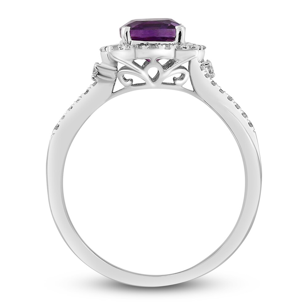 Natural Amethyst Engagement Ring 1/5 ct tw Diamonds 14K White Gold 0Roa1GoZ
