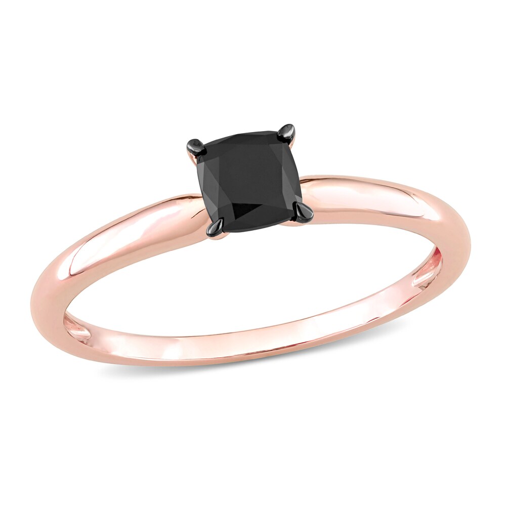 Black Diamond Solitaire Engagement Ring 1/2 ct tw Cushion-cut 14K Rose Gold 0kJ9ltIy Black Diamond Solitaire Engagement Ring 1/2 ct tw Cushion-cut 14K Rose Gold 0kJ9ltIy