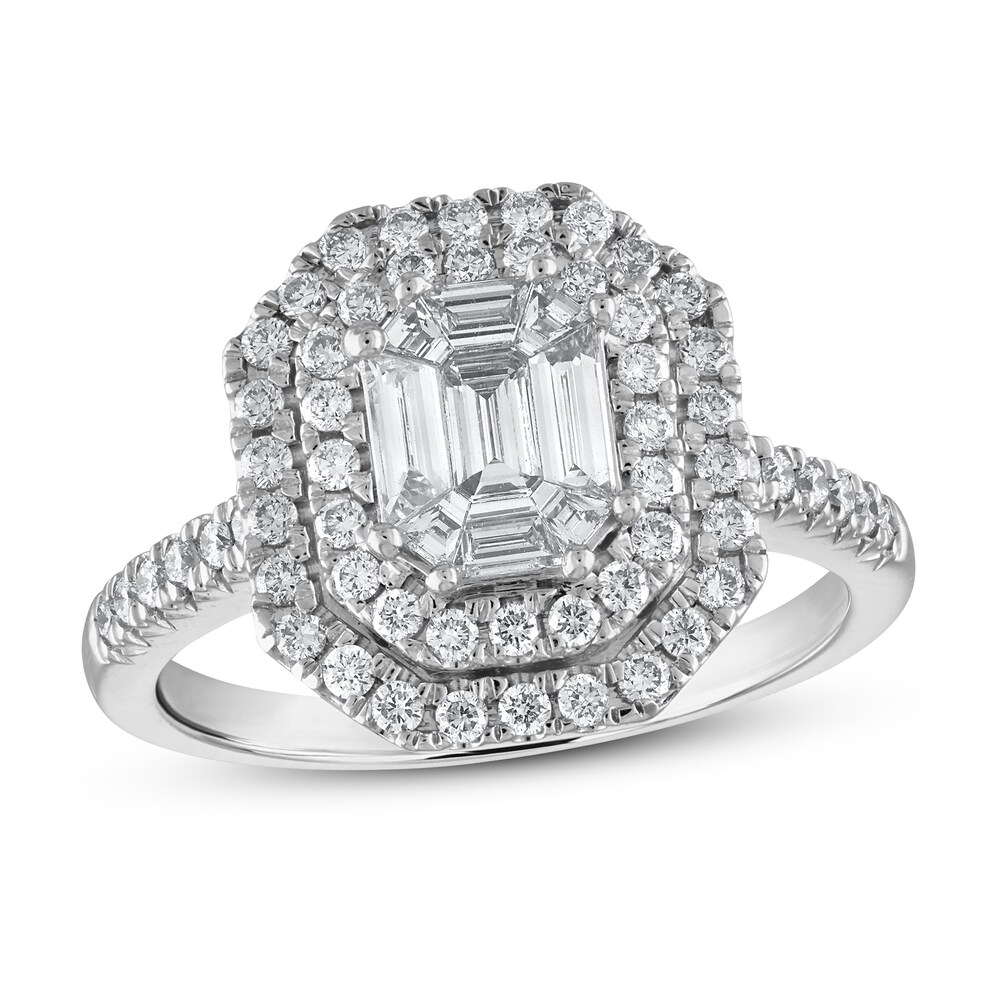 Diamond Engagement Ring 1 ct tw Emerald-cut/Round 14K White Gold 0qWzqIXM Diamond Engagement Ring 1 ct tw Emerald-cut/Round 14K White Gold 0qWzqIXM