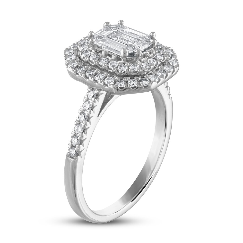 Diamond Engagement Ring 1 ct tw Emerald-cut/Round 14K White Gold 0qWzqIXM Diamond Engagement Ring 1 ct tw Emerald-cut/Round 14K White Gold 0qWzqIXM