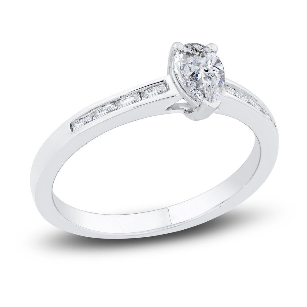 Diamond Engagement Ring 1/2 ct tw Pear-shaped/Baguette 14K White Gold 0ztQfmI3 Diamond Engagement Ring 1/2 ct tw Pear-shaped/Baguette 14K White Gold 0ztQfmI3