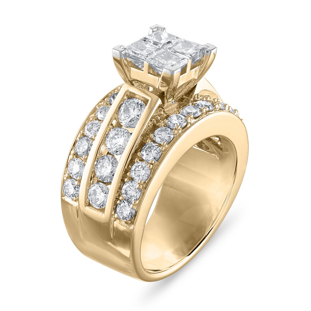 Diamond Engagement Ring 3-1/2 ct tw Princess/Round 14K Yellow Gold 12fr0Mid Diamond Engagement Ring 3-1/2 ct tw Princess/Round 14K Yellow Gold 12fr0Mid