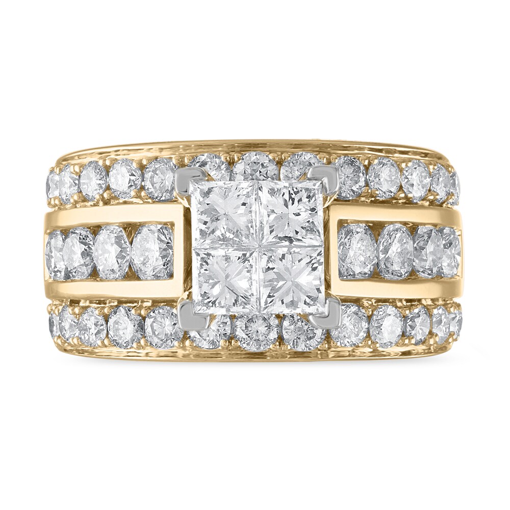 Diamond Engagement Ring 3-1/2 ct tw Princess/Round 14K Yellow Gold 12fr0Mid Diamond Engagement Ring 3-1/2 ct tw Princess/Round 14K Yellow Gold 12fr0Mid