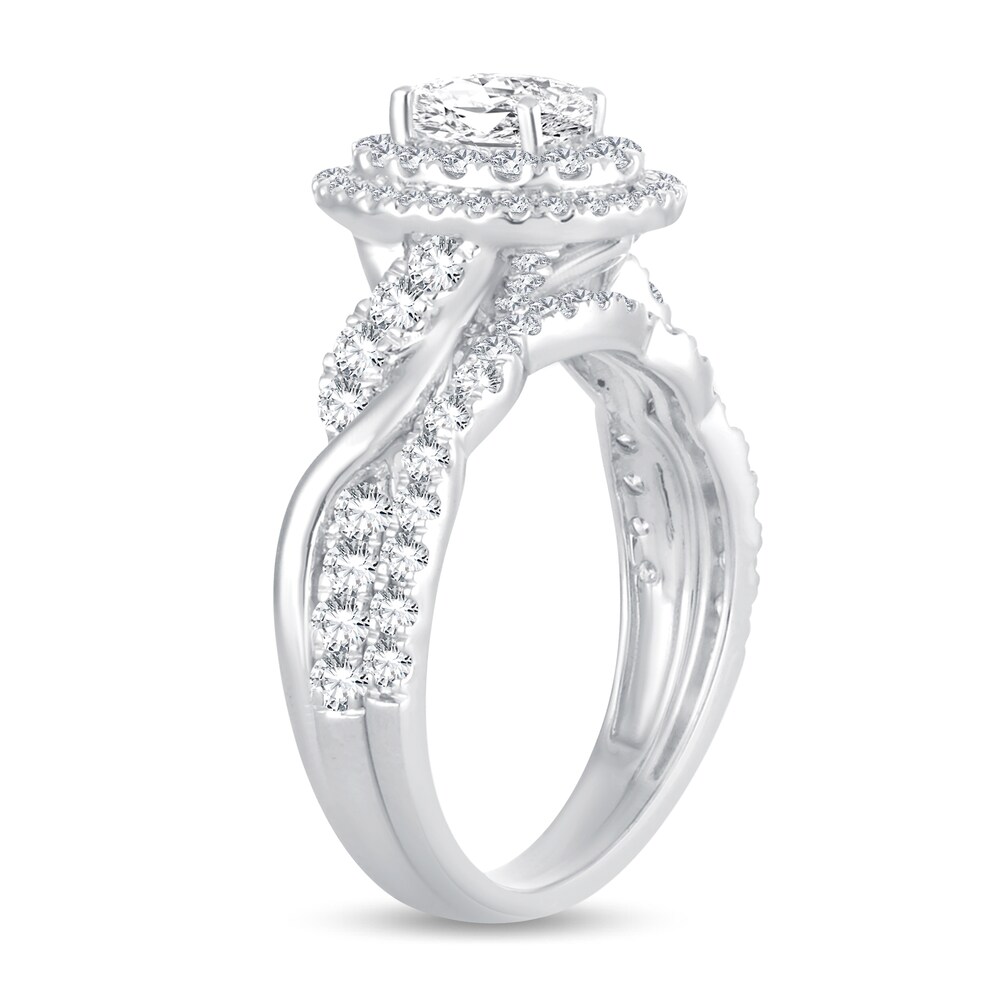 Diamond Bridal Set 1-1/2 ct tw Oval 14K White Gold 1AazTvyI Diamond Bridal Set 1-1/2 ct tw Oval 14K White Gold 1AazTvyI