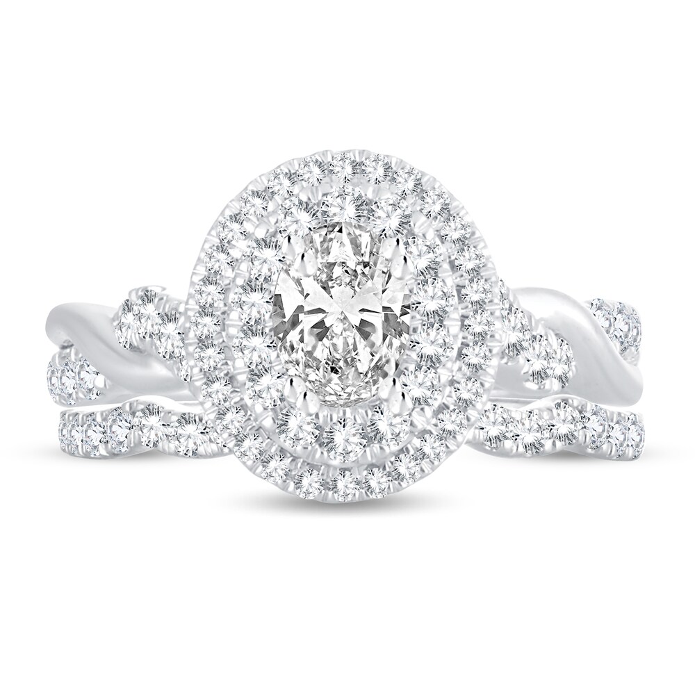 Diamond Bridal Set 1-1/2 ct tw Oval 14K White Gold 1AazTvyI Diamond Bridal Set 1-1/2 ct tw Oval 14K White Gold 1AazTvyI