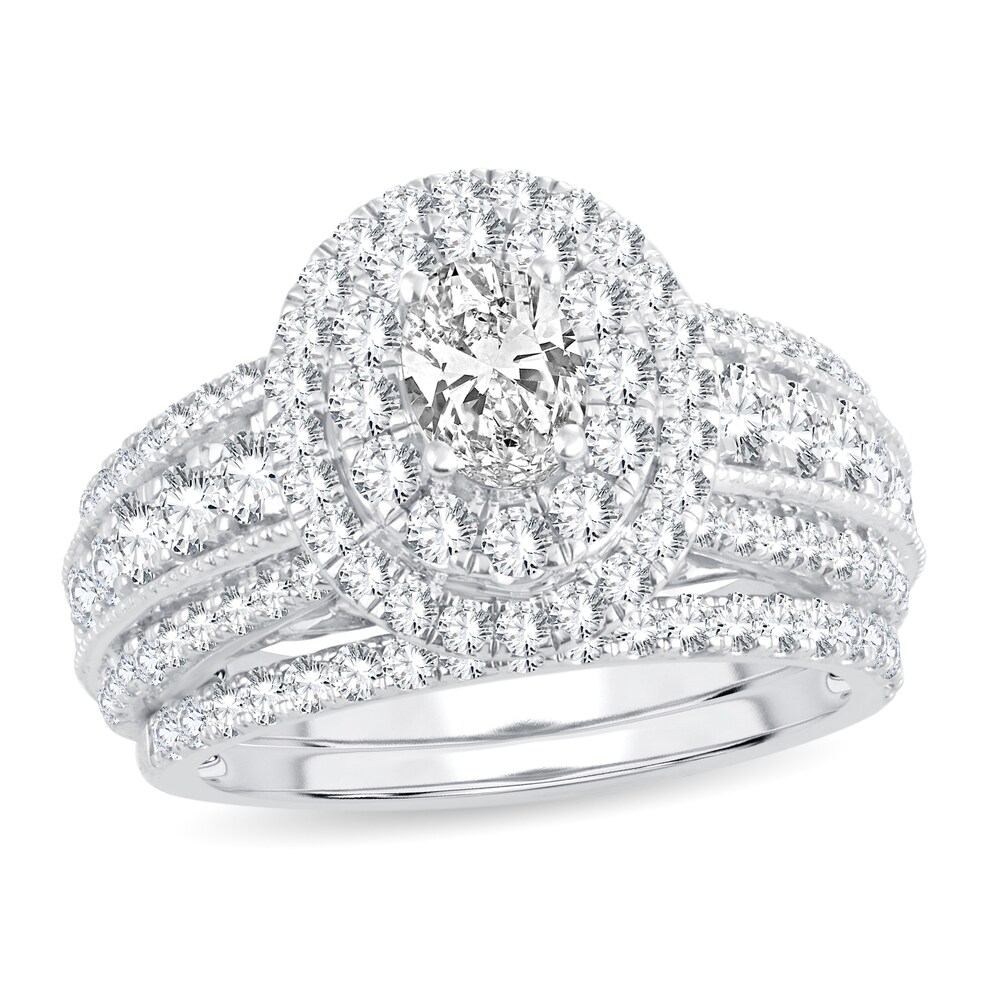 Diamond Bridal Set 2 ct tw Oval 14K White Gold 1CiTVdHw Diamond Bridal Set 2 ct tw Oval 14K White Gold 1CiTVdHw