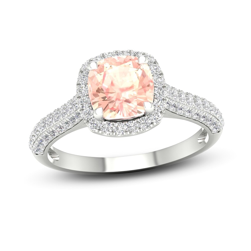 Natural Morganite Engagement Ring 1/2 ct tw Round/Cushion 14K White Gold 1L7adDbK Natural Morganite Engagement Ring 1/2 ct tw Round/Cushion 14K White Gold 1L7adDbK